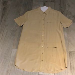 Equipment Tan Silk Shirt Dress